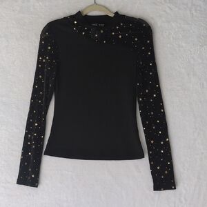 SHEIN Womens Star Dark Academia Whimsigoth Long‎ Sleeve Shirt Size S